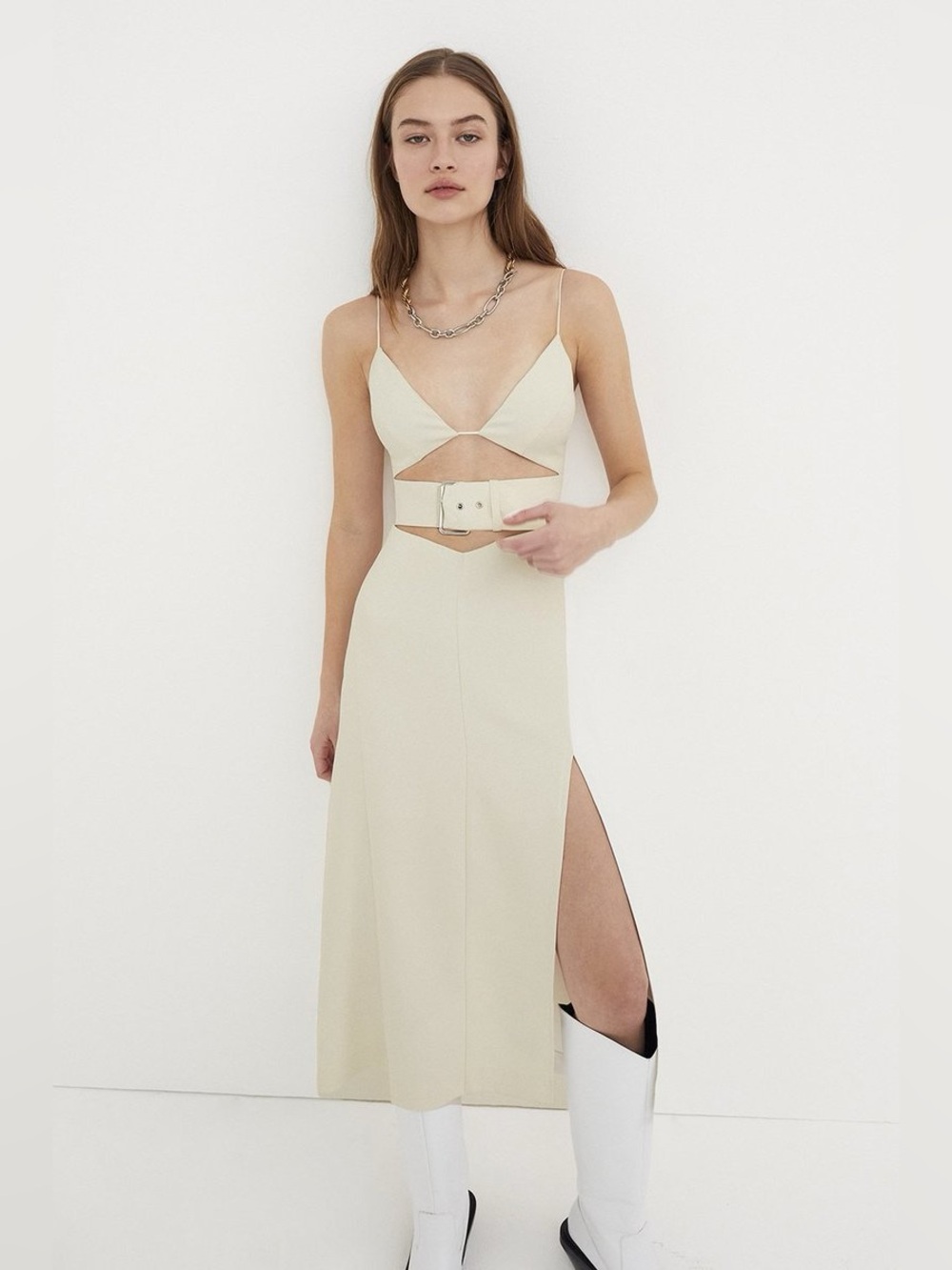 For Love and Lemons Natasha Midi Dress in White